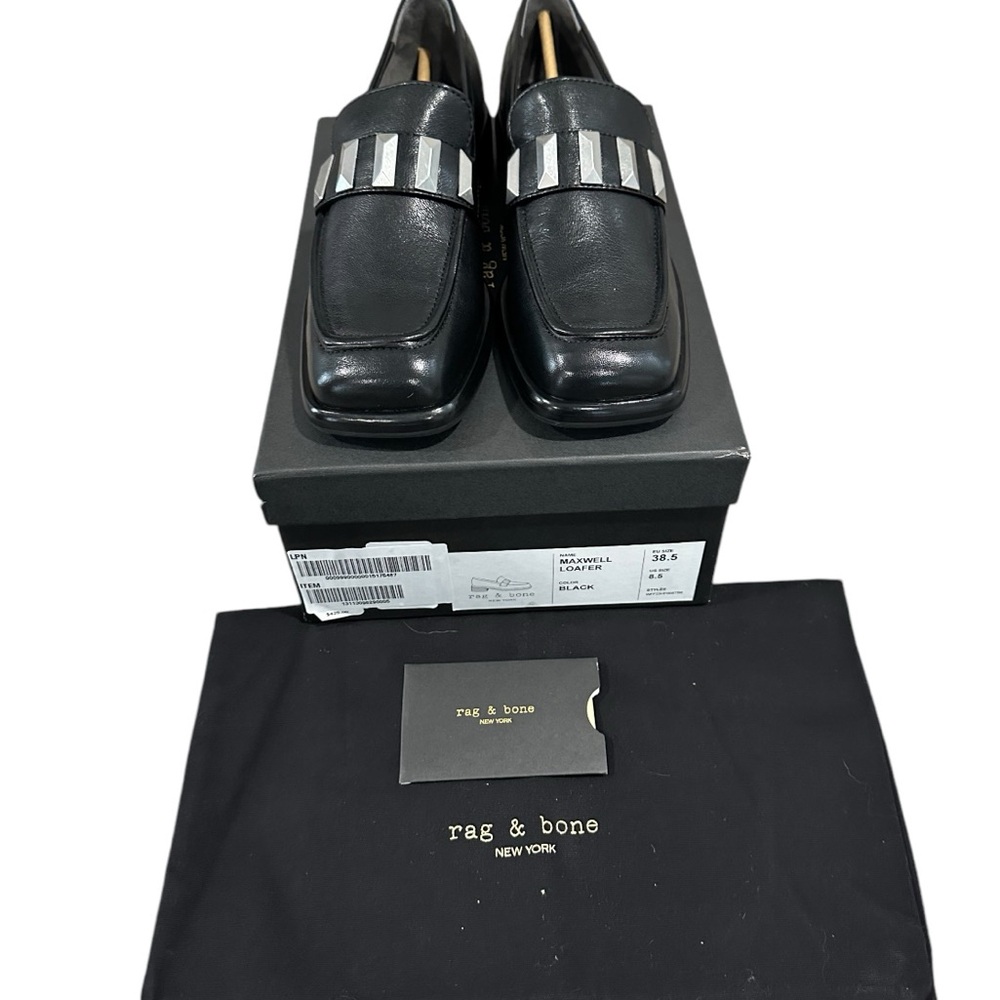 Women’s Rag & Bone Maxwell Black Stud Slip on Loafers, EU 38.5 / US 8.5.